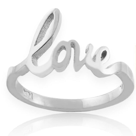 Silver 'Love' Script Ring - Picture 1 of 3
